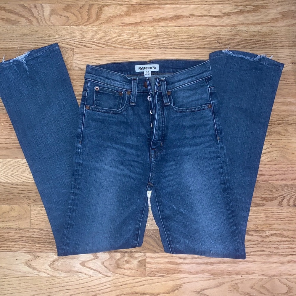 Rivet and Thread distressed boot cut jeans